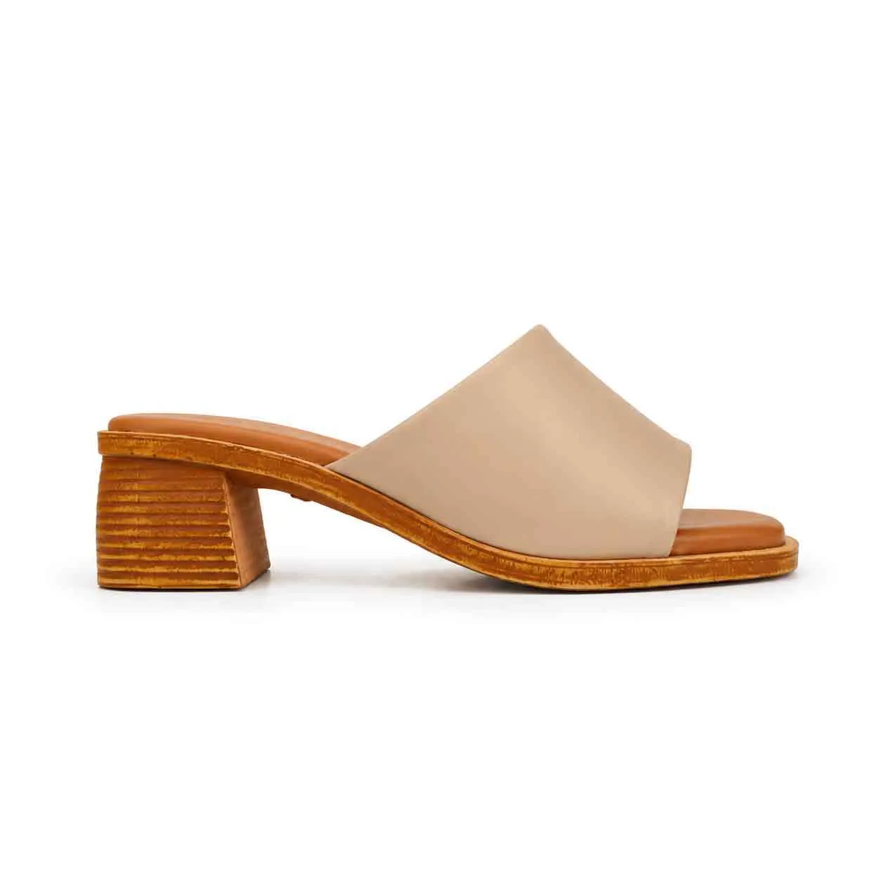 Sandale a demi talon pour femme 500-25 beige miniature